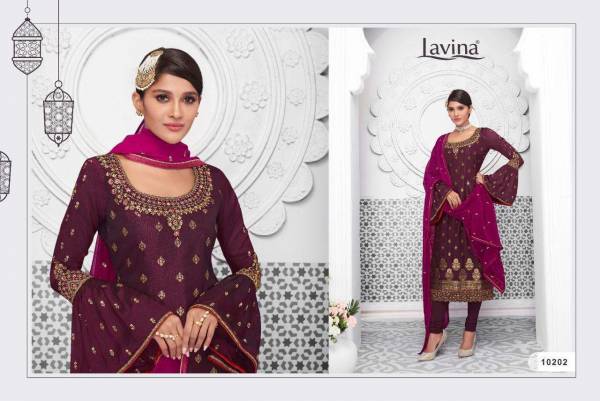 Lavina Vol 102 Latest Heavy Designer Stylish Wedding Wear Salwar Suit With Heavy Embroidery Work With Balloon Sleeves With Embroidery Work And Lace Patii Dupatta  
